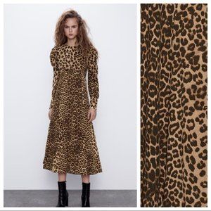 NWT Zara Animal Print Midi Dress - Size L